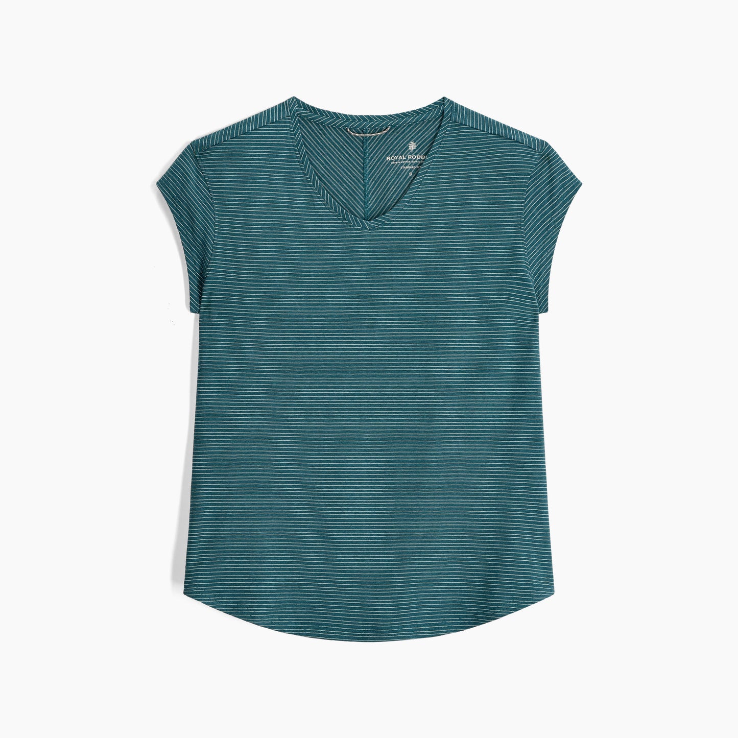 V-Neck Cap Sleeves Striped Tops. Style RYRY611031