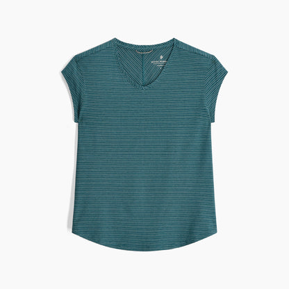 V-Neck Cap Sleeves Striped Tops. Style RYRY611031