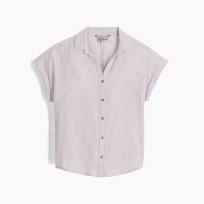 Button Up Crinkled Cotton with Floral Embroidery Top. Style RYRY621018