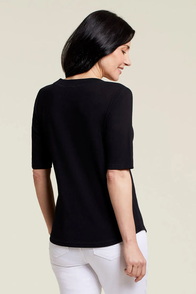 Elbow Sleeve Scoop Neck Top in Multiple Colours. Style TR1356O-3751
