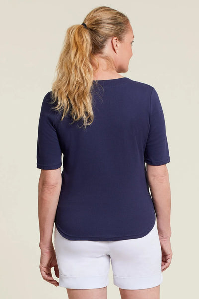 Elbow Sleeve Scoop Neck Top in Multiple Colours. Style TR1356O-3751