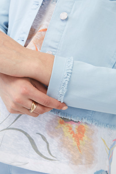 Frayed Hem Stretch Denim Jacket in Multiple Colours. Style FD1939511