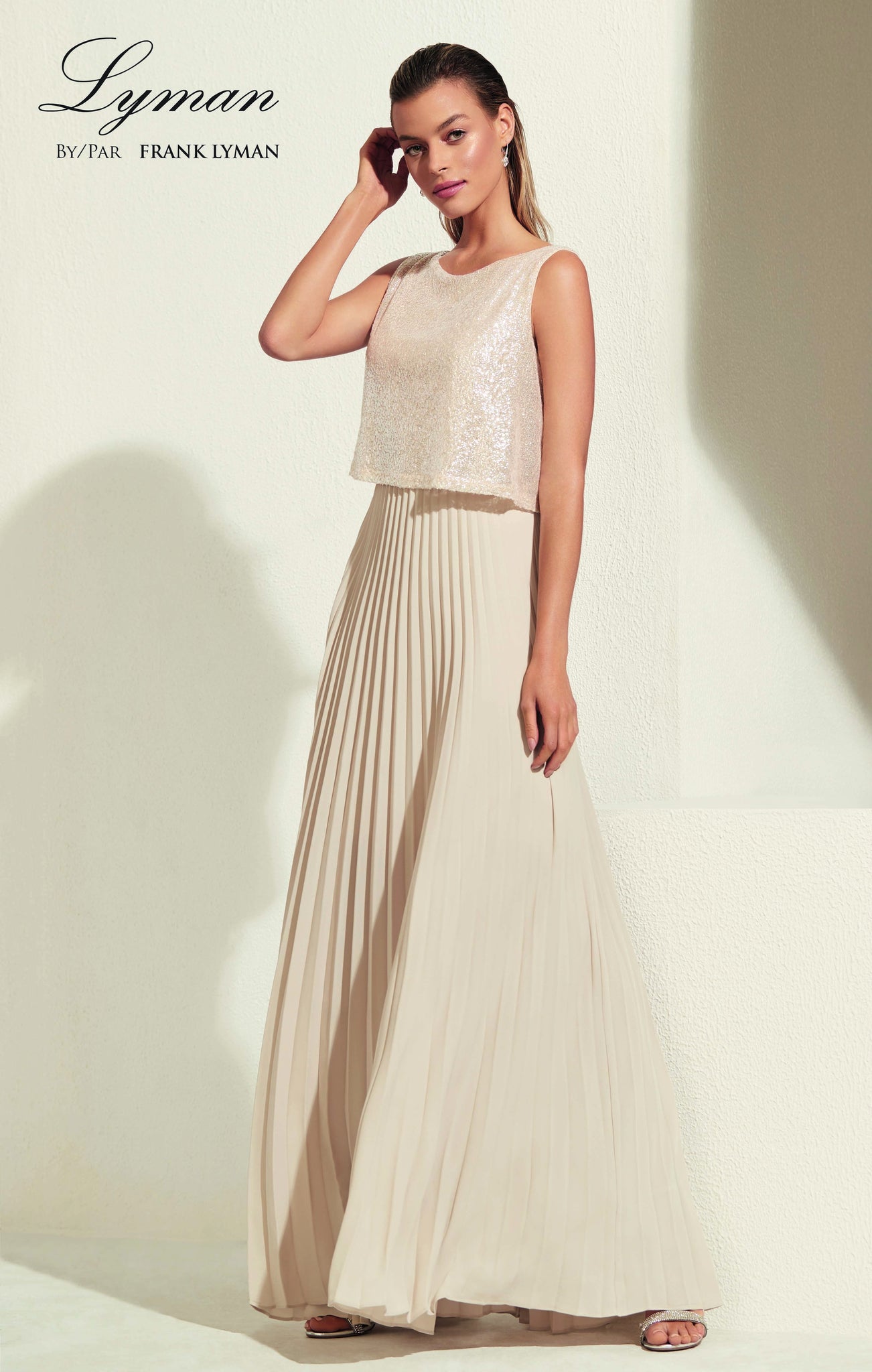 Layered Top Full Length Dress. Style FL208302