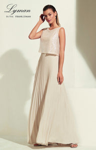 Layered Top Full Length Dress. Style FL208302