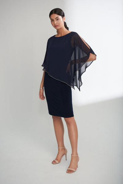 Sheer Cape Layered Dress in Multiple Colours. Style JR221062