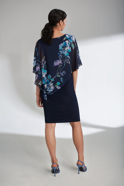 Floral Overlay Midnight Blue Dress. Style JR221263