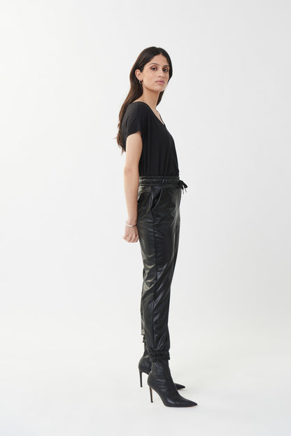 Pull On Faux Leather Pant in Black or Avocado. Style JR223166