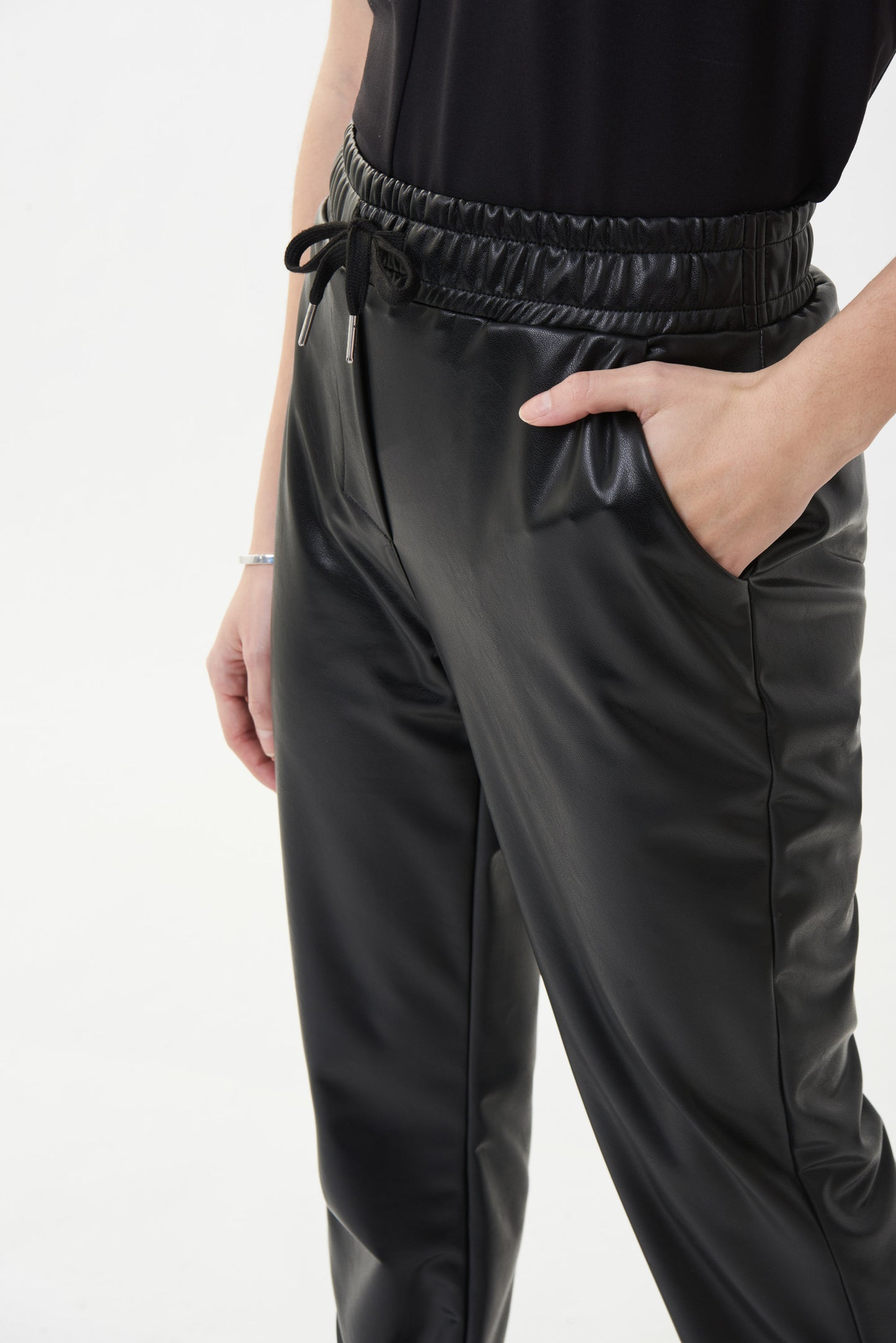 Pull On Faux Leather Pant in Black or Avocado. Style JR223166