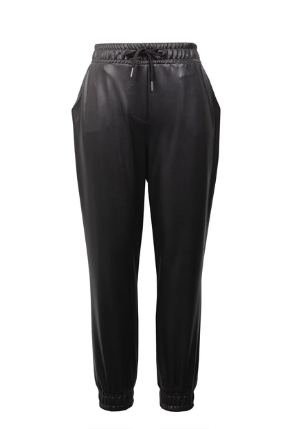 Pull On Faux Leather Pant in Black or Avocado. Style JR223166