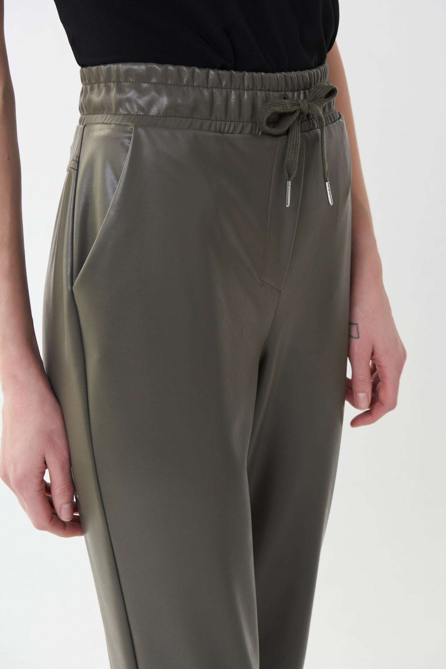 Pull On Faux Leather Pant in Black or Avocado. Style JR223166