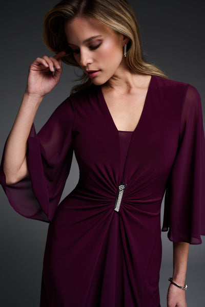 Draped Chiffon Dress in Midnight or Mulberry. Style JR223705
