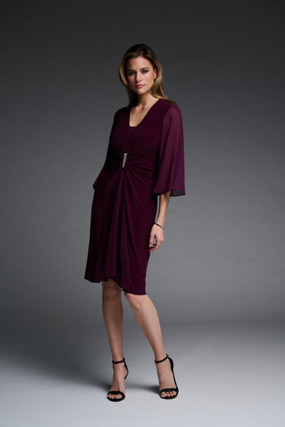Draped Chiffon Dress in Midnight or Mulberry. Style JR223705