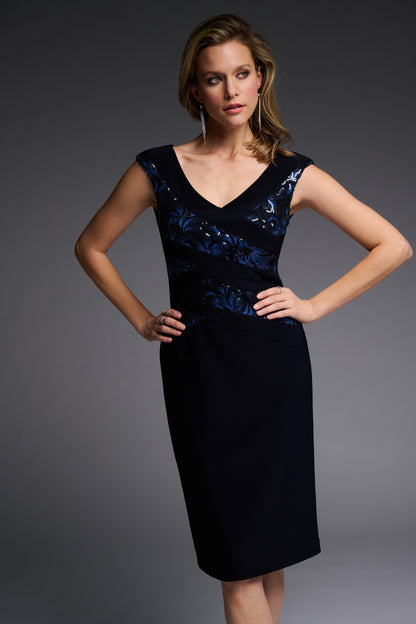 Sequin Bodice Fitted Dress. Style JR223729