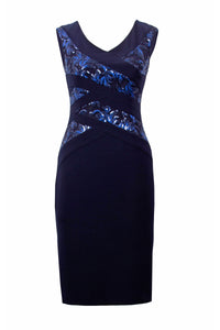 Sequin Bodice Fitted Dress. Style JR223729