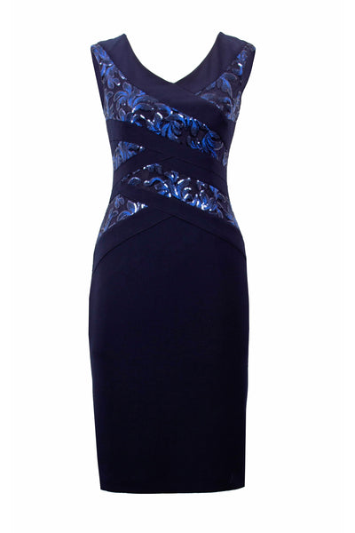 Sequin Bodice Fitted Dress. Style JR223729