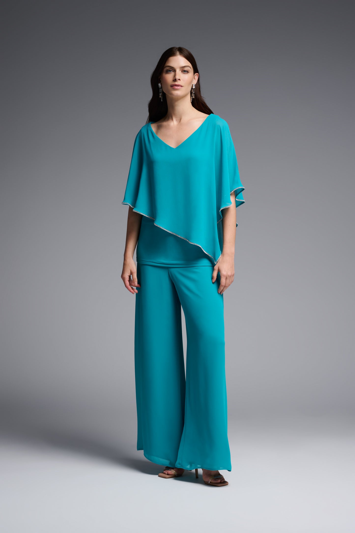 Wide Leg Sheer Overlay Pant in Multiple Colours. Style JR223751