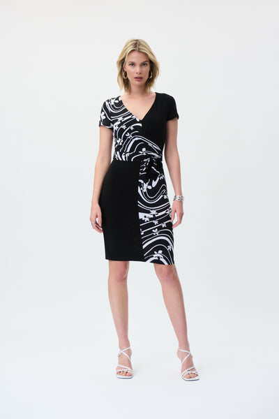 Abstract Print Silky Knit Sheath Dress. Style JR231044