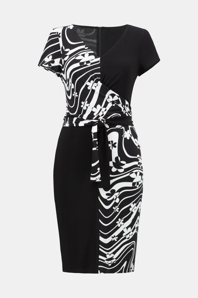 Abstract Print Silky Knit Sheath Dress. Style JR231044