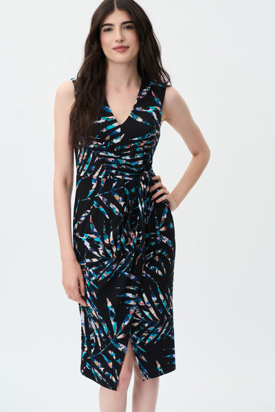 Black & Multicolour Palm Pint Dress. Style JR231108