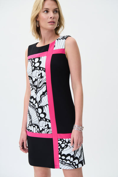 Solid & Printed Contrast Block Dress. Style JR231133