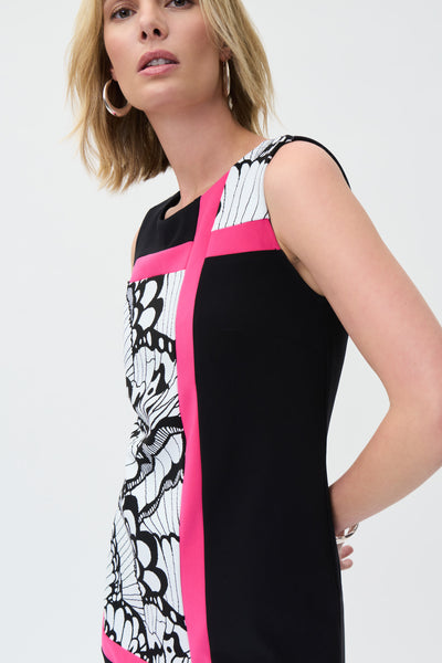Solid & Printed Contrast Block Dress. Style JR231133