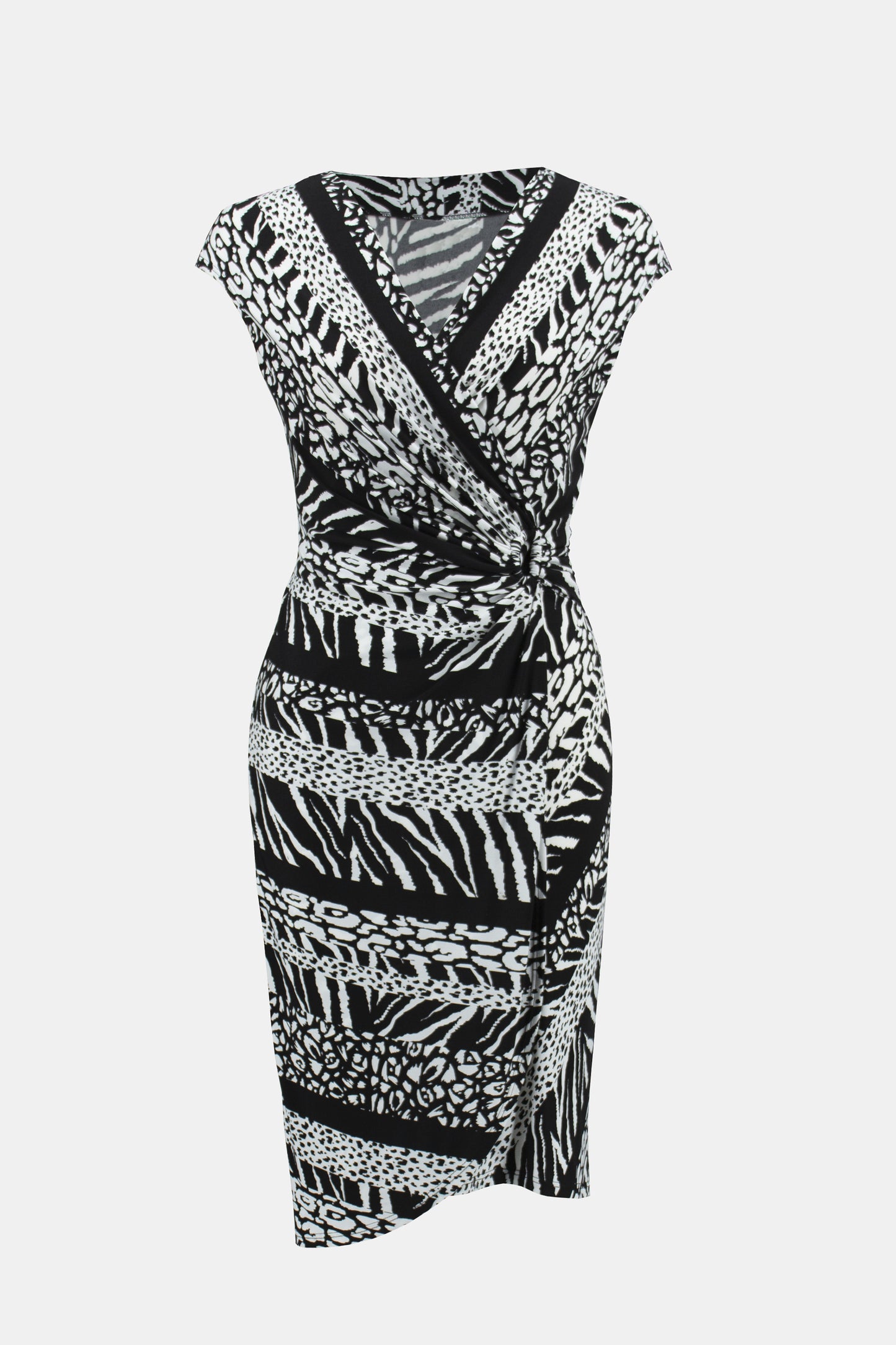 Printed Wrap Front Stretch Dress. Style JR231159