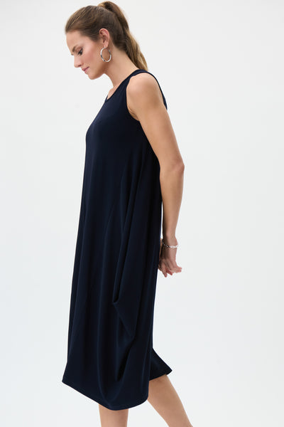 Silky Knit Sleeveless Cocoon Dress in Black or Agave. Style JR231179