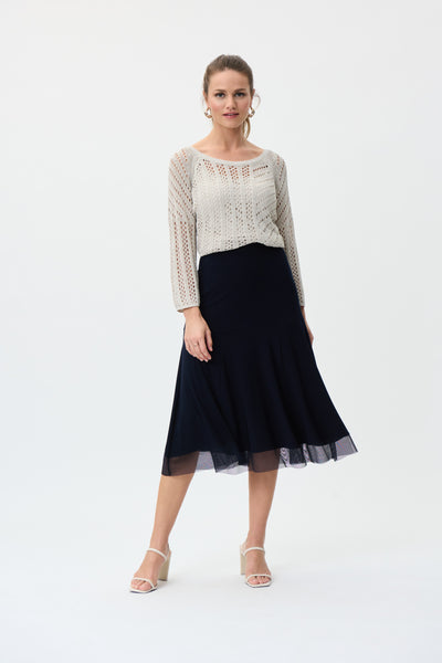 Mid Length Sheer Trim Skirt. Style JR231223