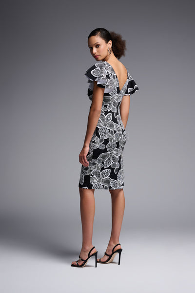 Textured Floral Print Ruffled Sleeve Dress. Style JR231712