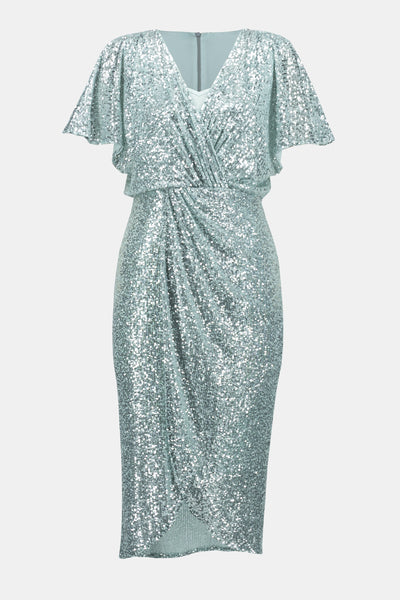 Sequin Wrap Style Sheath Dress. Style JR231760