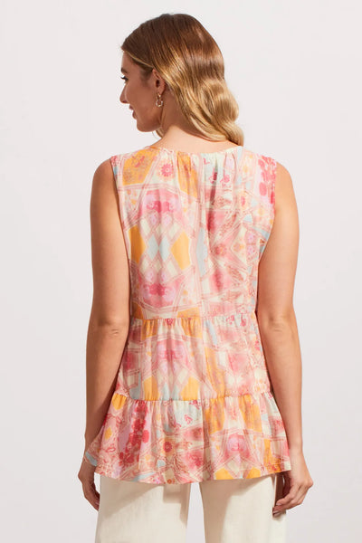 Tiered Printed Sleeveless Top. Style TR7706O-2401