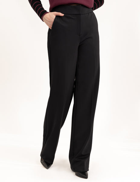 Wide Leg Soft Trouser in Cement or Black. Style RENR10022-E2107