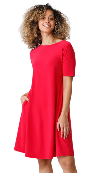Short Sleeve Trapeze Dress. Style SI2895S-1WATERMELON