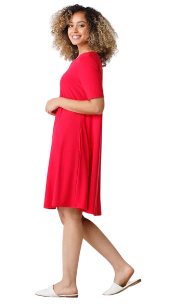 Short Sleeve Trapeze Dress. Style SI2895S-1WATERMELON