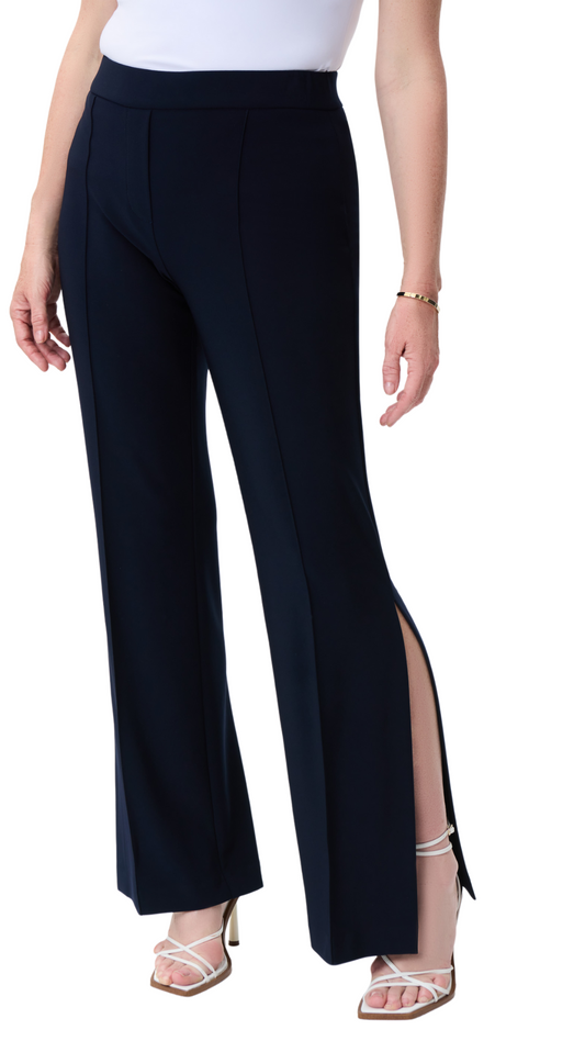 Pull On Side Slit Pant in Black or Midnight Blue. Style JR231169