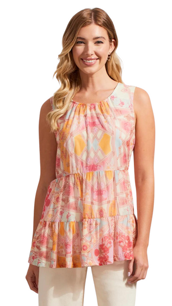 Tiered Printed Sleeveless Top. Style TR7706O-2401