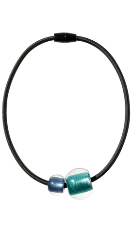 Colourful Beads Collection - Blue & Green Resin Necklace. Style 40101370924Q02