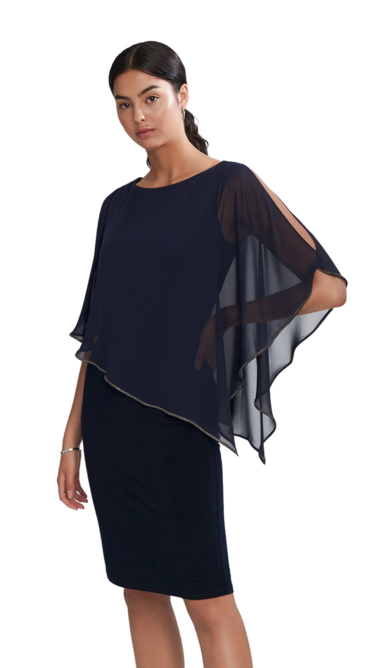 Sheer Cape Layered Dress in Multiple Colours. Style JR221062