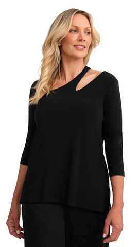 Cutting Edge 3/4 Sleeve Top in Black. Style SI22261-2BLK