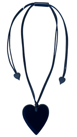 Colourful Statement Collection - Large Navy Heart Necklace. Style 50602039166Q00