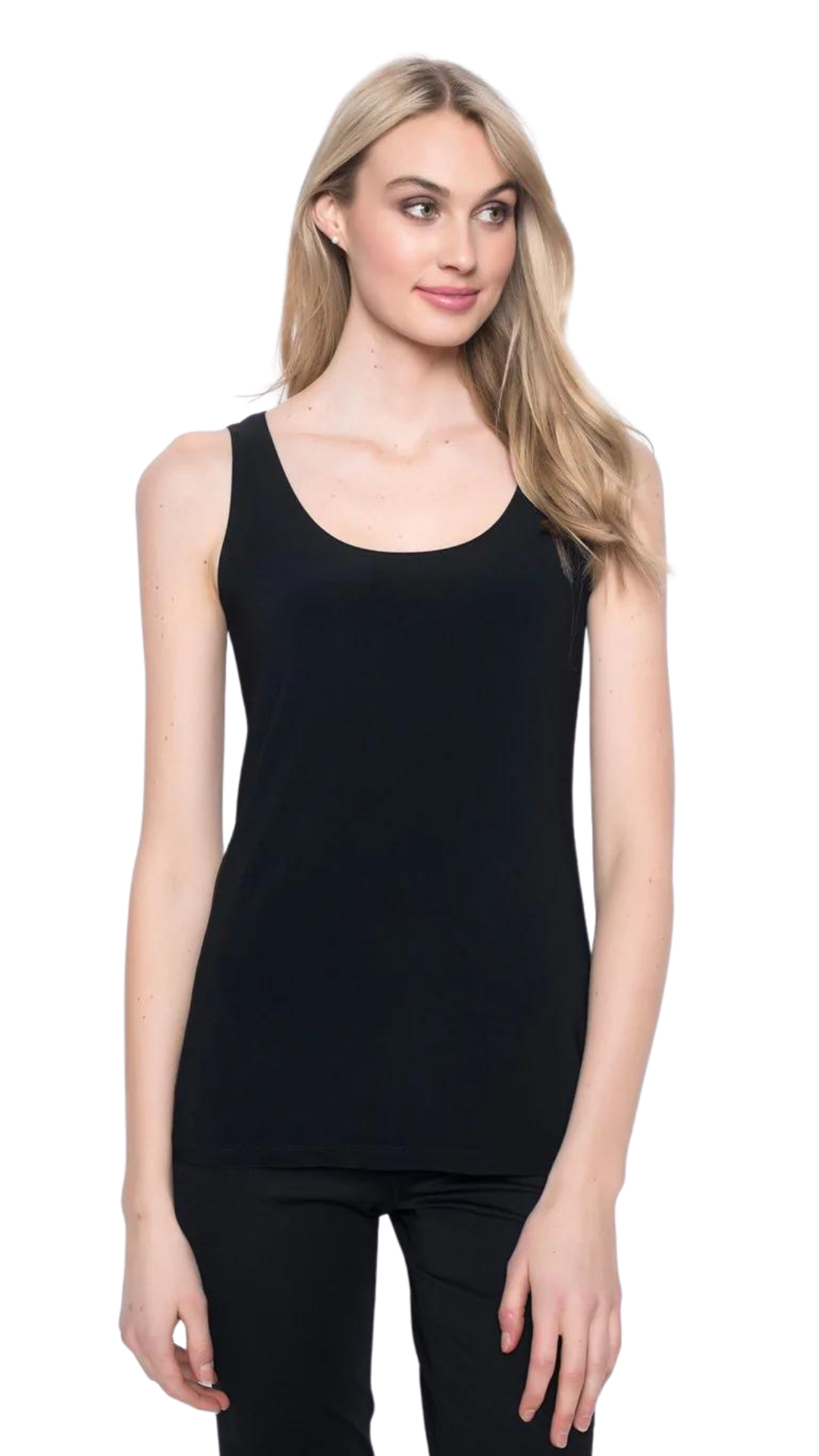 Round Neck Stretch Tank in Black, Navy or White. Style PY1Y349