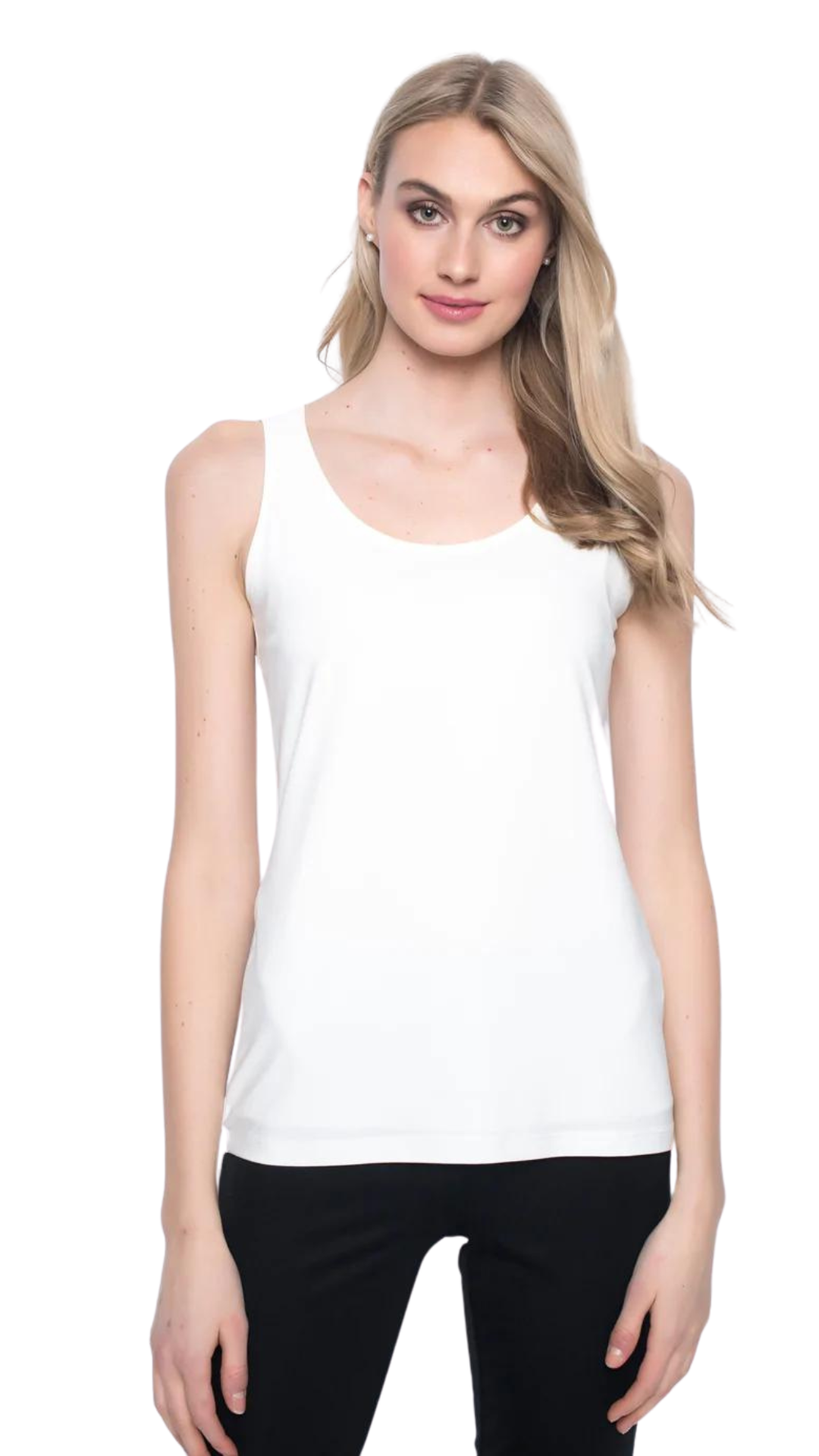 Round Neck Stretch Tank in Black, Navy or White. Style PY1Y349