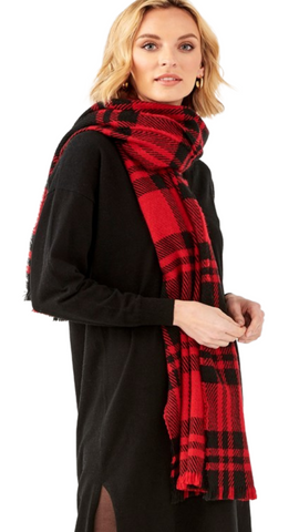 Classic Twill Red Plaid Blanket Scarf. Style GC408259C