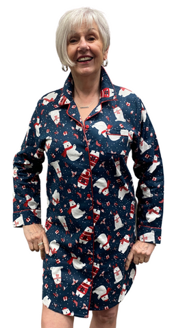 Polar Bear Short Flannel Night Shirt. Style KAYAF12432TB