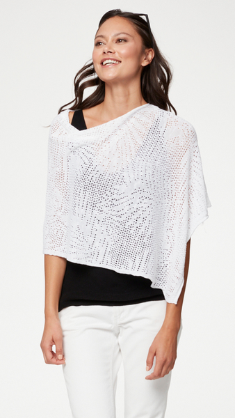 Palm Leaf Knit Poncho in Black or White. Style PH22258