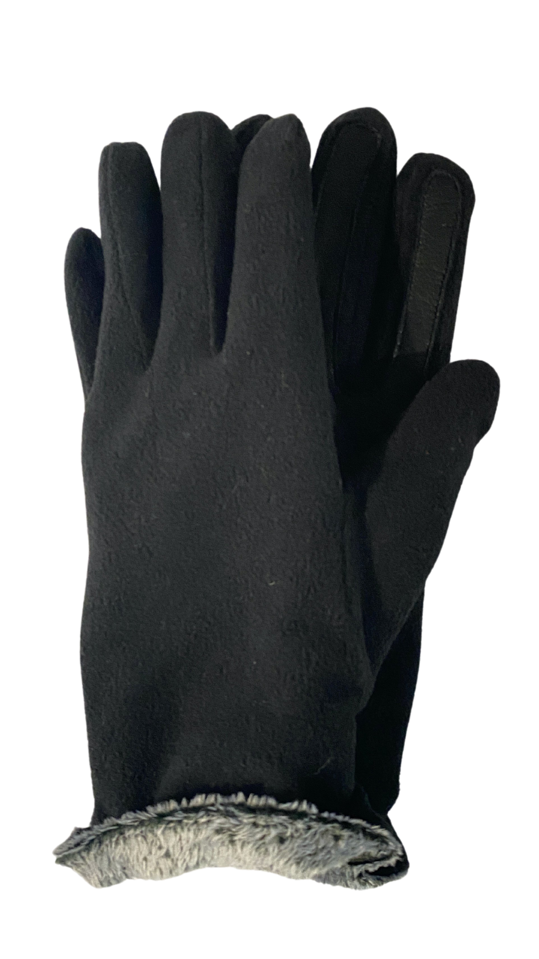 Black Fleece with Leather Patch Gloves. Style PG7N242