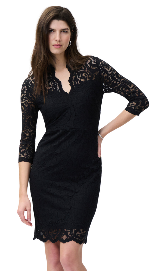 Lace Overlay V-Neck Dress. Style JR224098