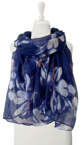 Foulard Scarf in Navy Floral Print. Style CARA6135-NAVY