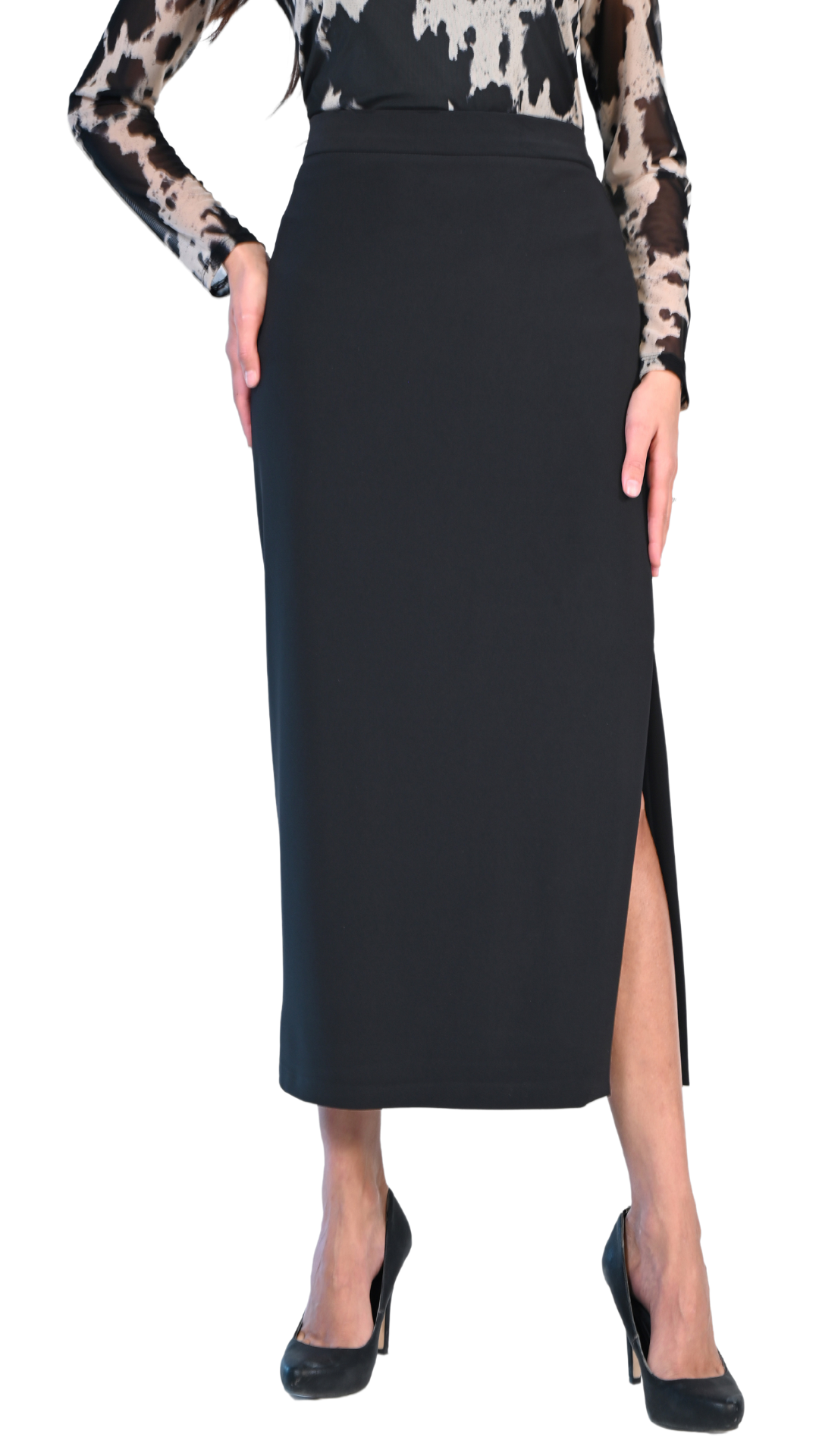 Long Black Pencil Skirt. Style FL223042 – PackersFashion