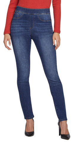 Audrey Mid Rise Pull On Jeans in Black or River Blue. Style TR7154OT-400
